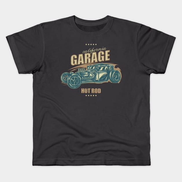 Hot Rod Garage California Kids T-Shirt by funkymonkeytees